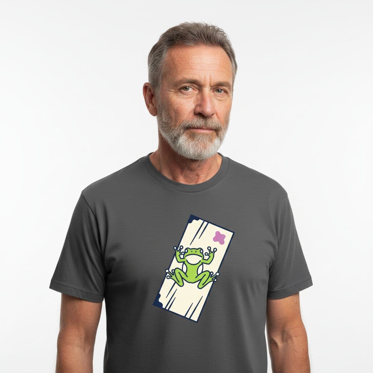 The Pulses of a Green Frog printed on a t-shirt, worn