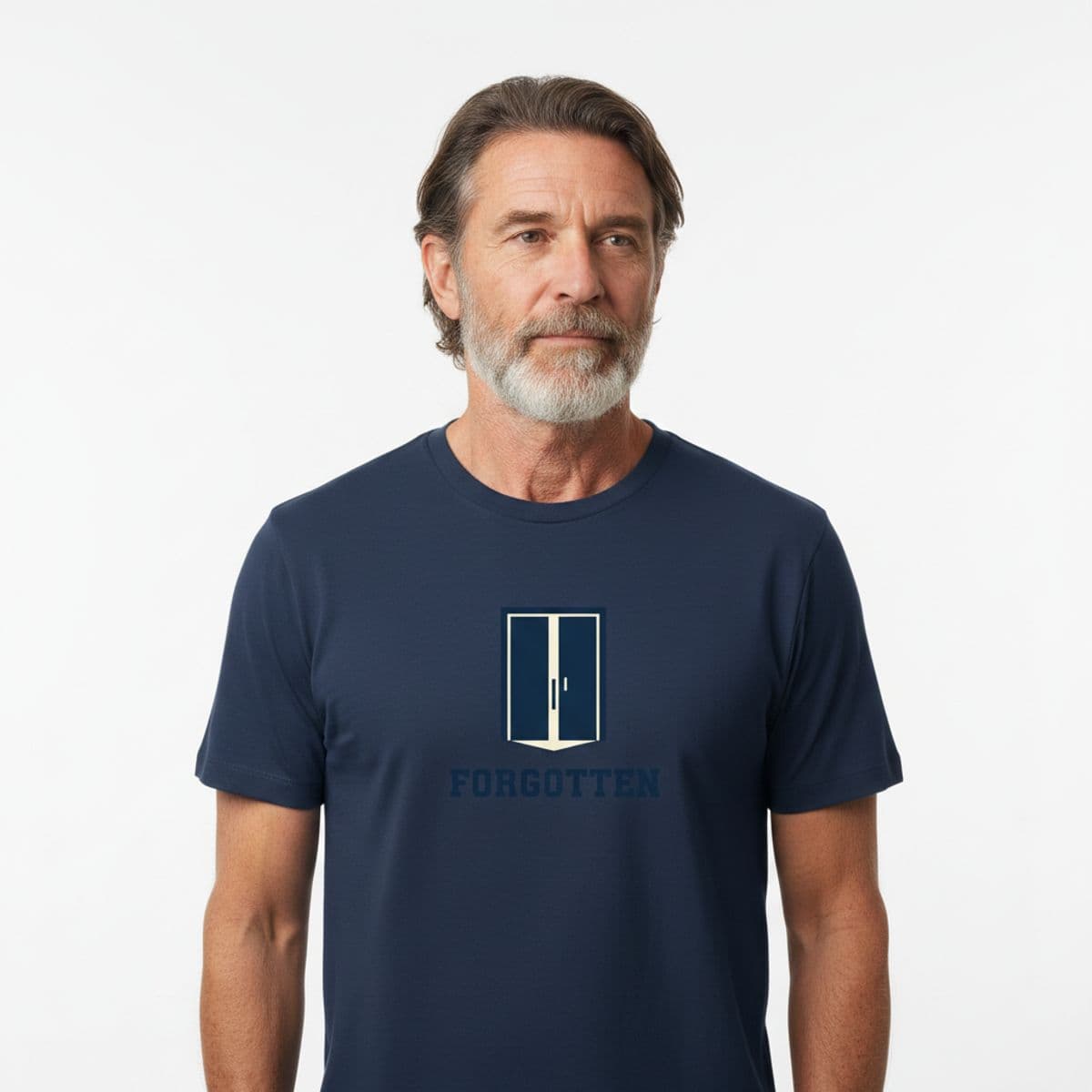 The Rust-Dusted Door printed on a t-shirt, worn