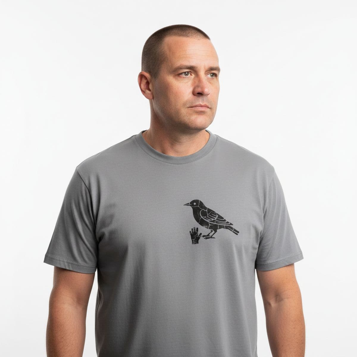 The Starling Gets Its Reward printed on a t-shirt, worn