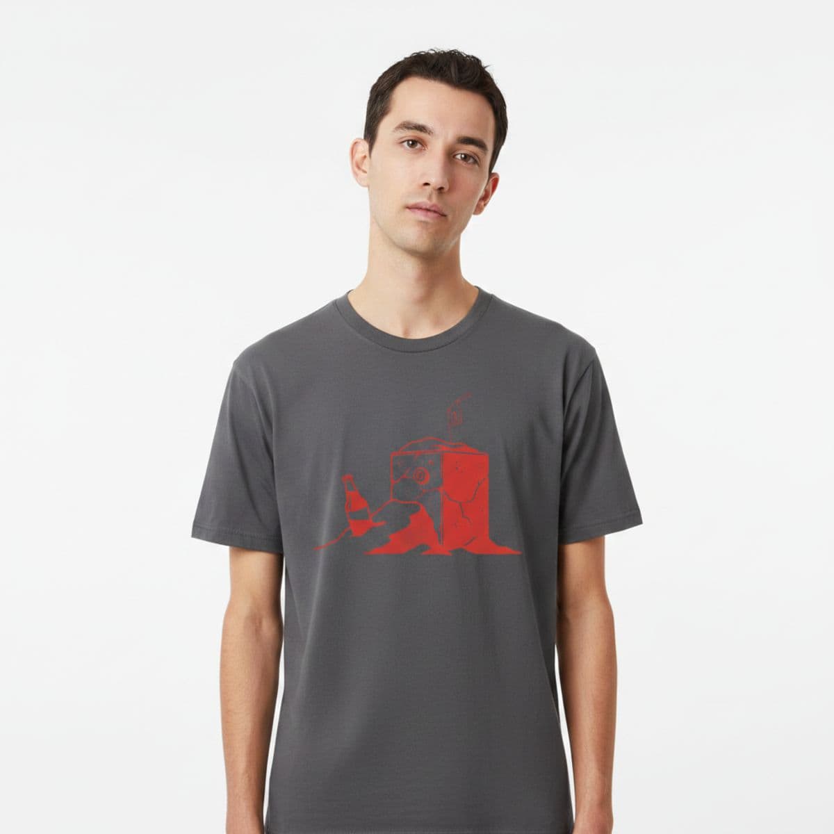 Untitled (A836, Tongue) printed on a t-shirt, worn