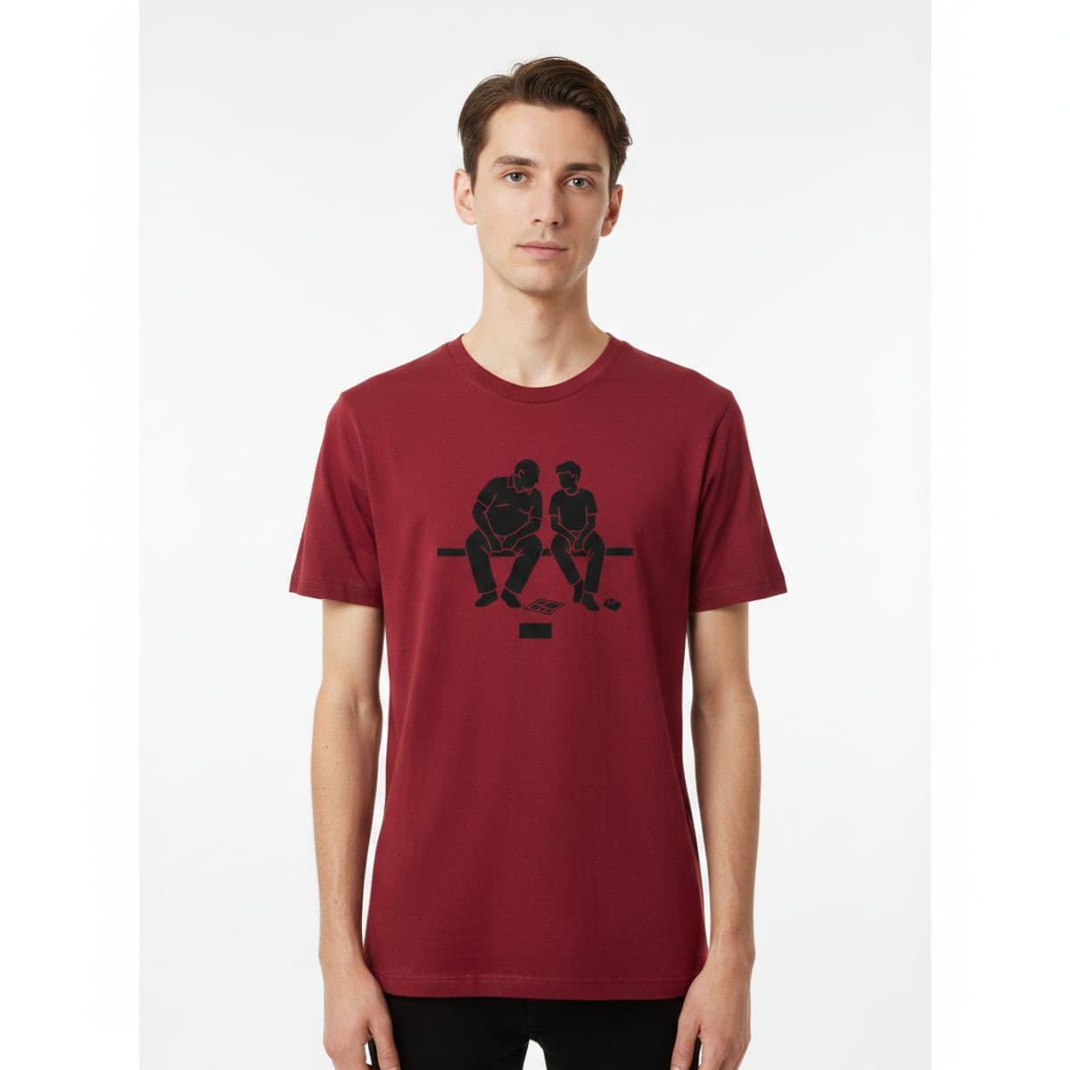 Untitled (Bus Shelter, Dusk) printed on a t-shirt, worn