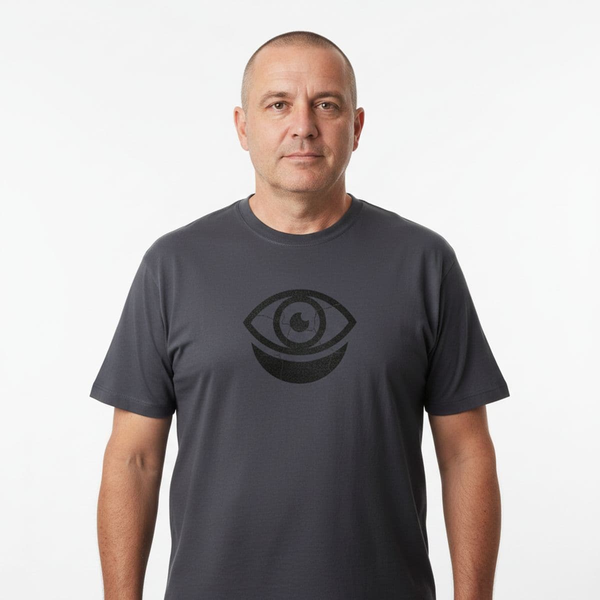 Untitled (Cinder Block Wall) printed on a t-shirt, worn