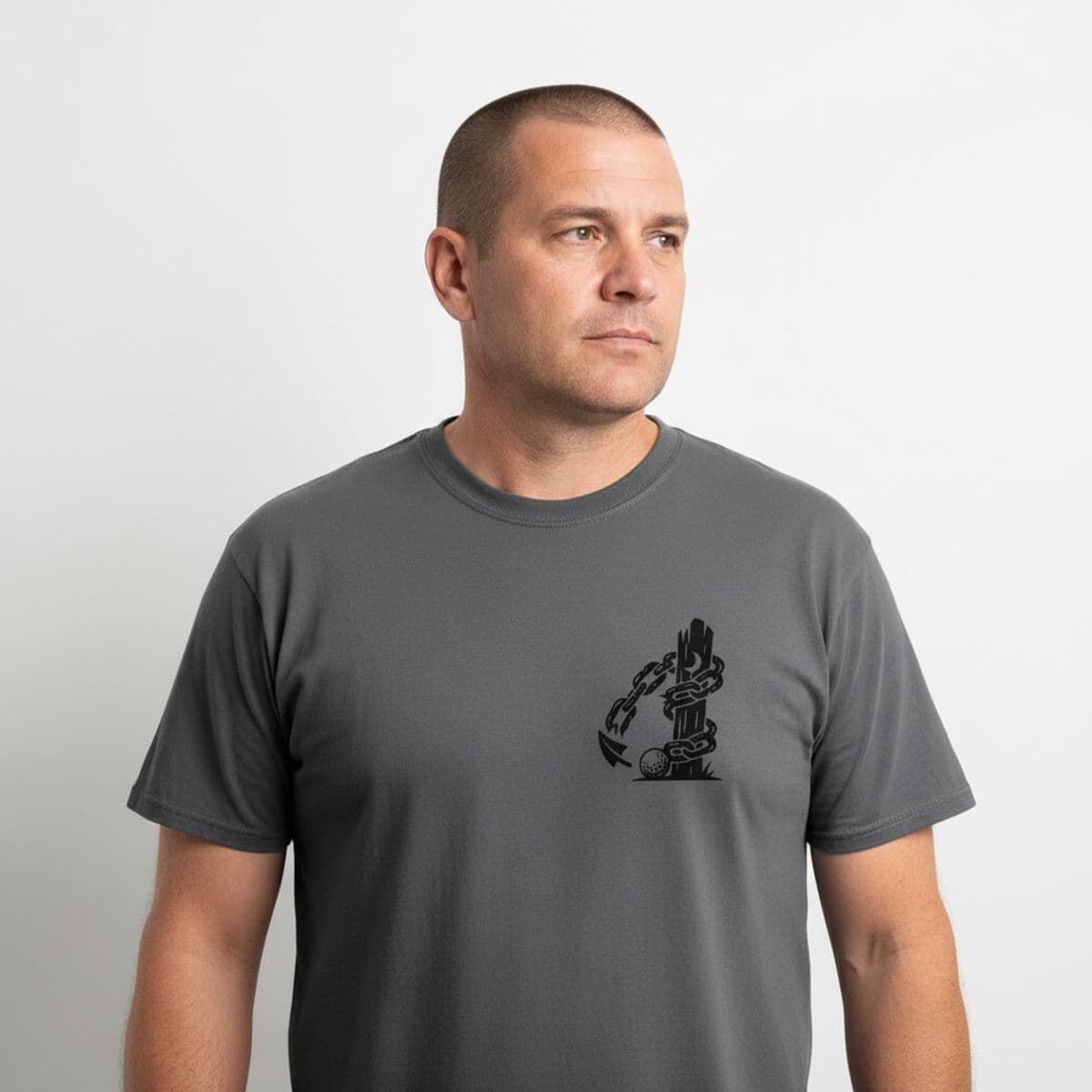 Untitled (Country Club) printed on a t-shirt, worn