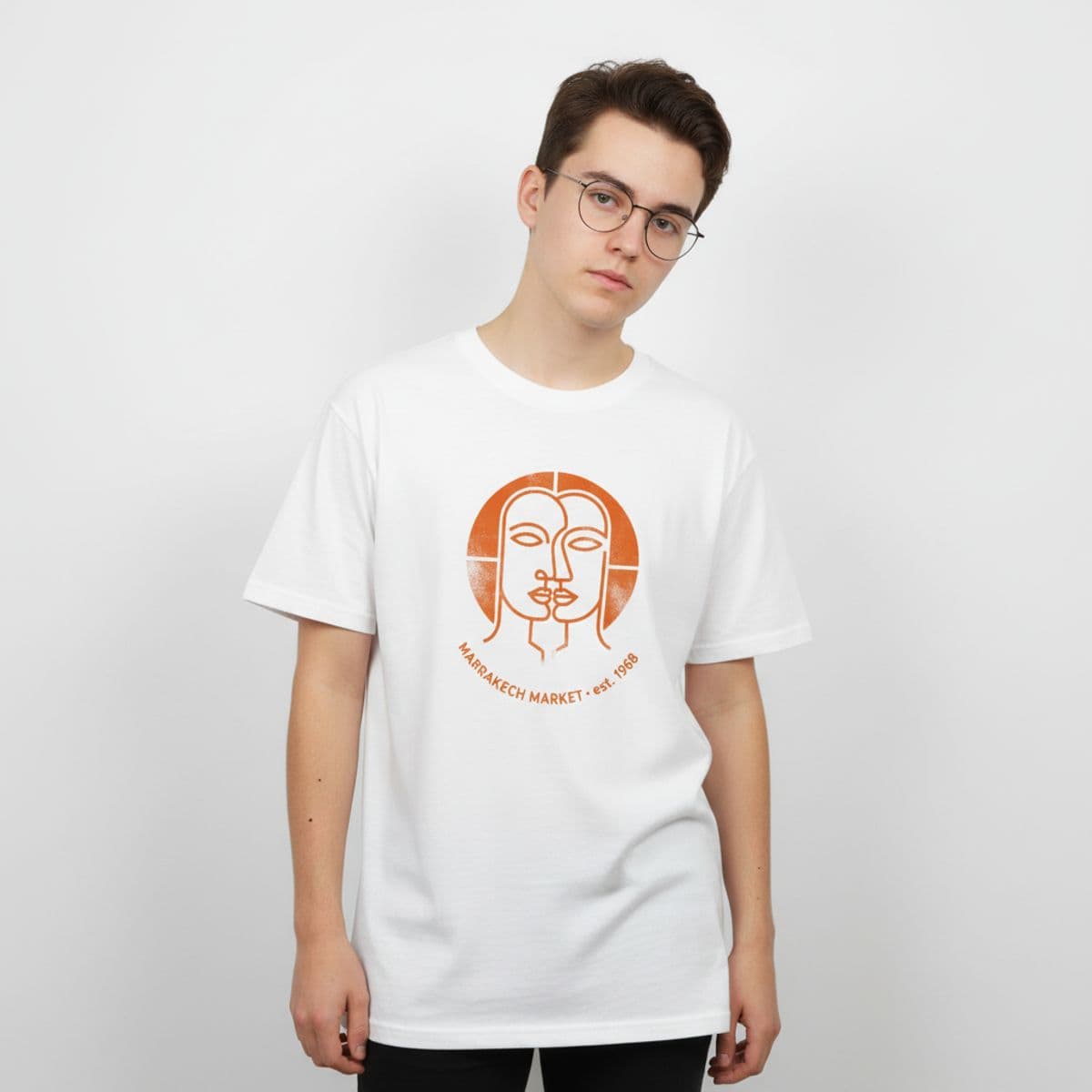 Untitled (Marrakech Market) printed on a t-shirt, worn