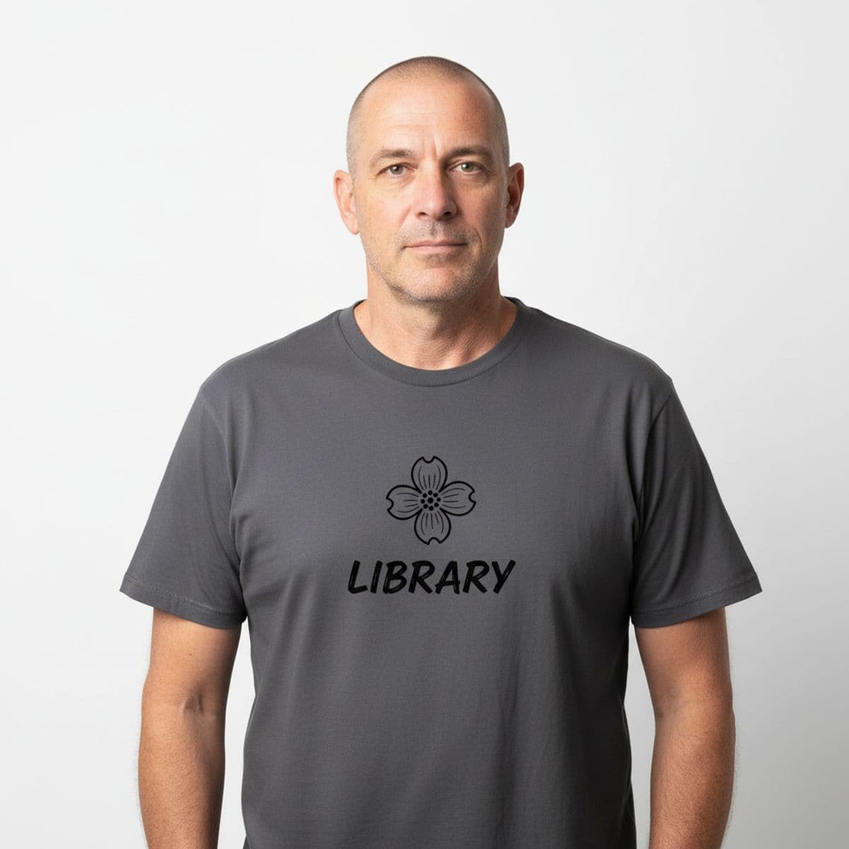 Untitled (Public Library) printed on a t-shirt, worn