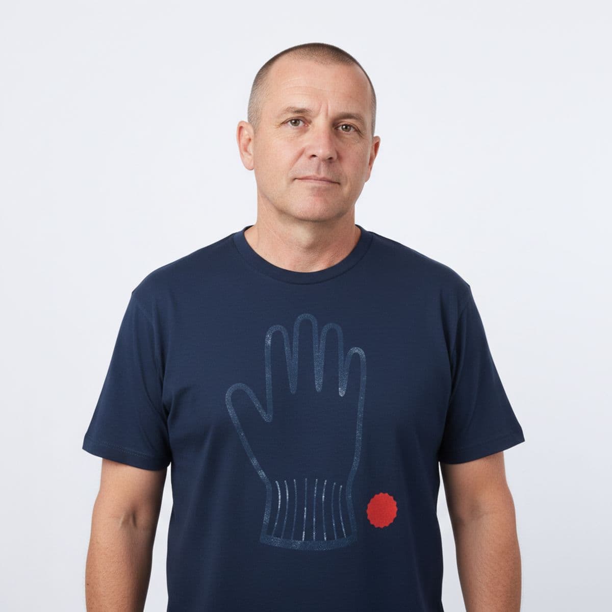 Untitled (Stucco Wall) printed on a t-shirt, worn