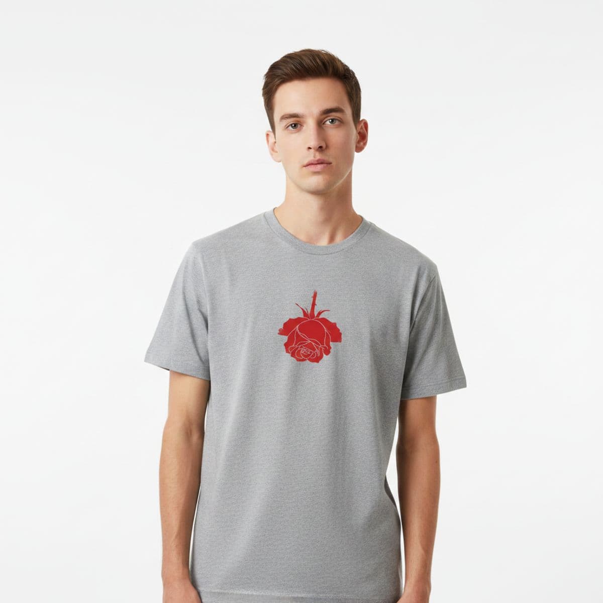 Usher Leaning into Exhaustion printed on a t-shirt, worn