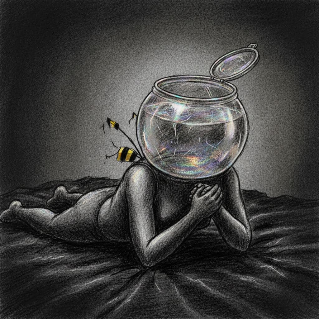 A bee's bus stop reverie — Anya Pietrowski · MODULAR one-of-a-kind original