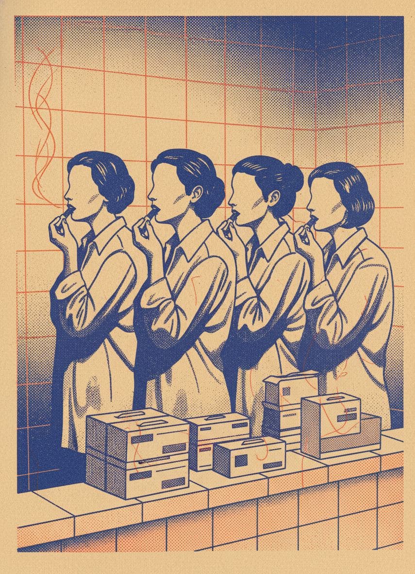 Applying Frosted Blue Lipstick — print by Anya Pietrowski — MODULAR · a one-of-a-kind original
