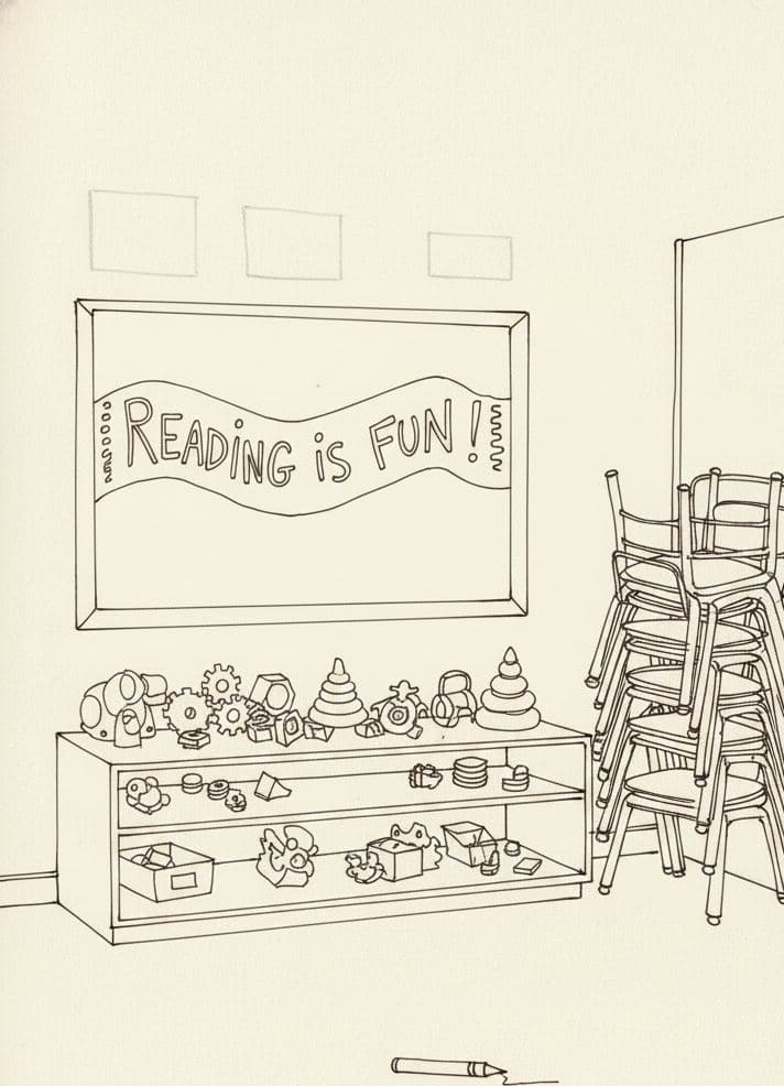 Arranging the Miniature Chairs — painting by Agnete Holm — MODULAR · a one-of-a-kind original