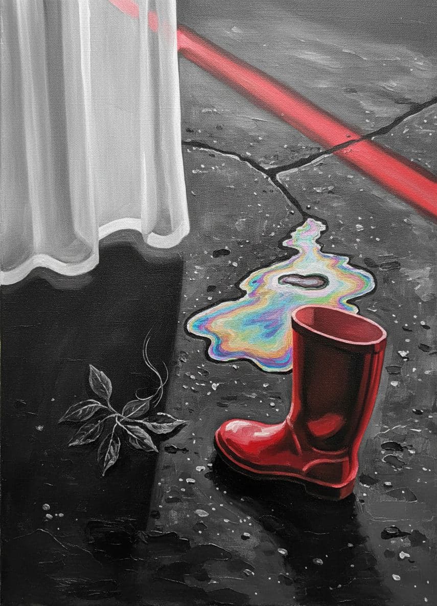 Asphalt Hollow with Rain Boot — abstract work by Viktor Eklund — MODULAR · a one-of-a-kind original