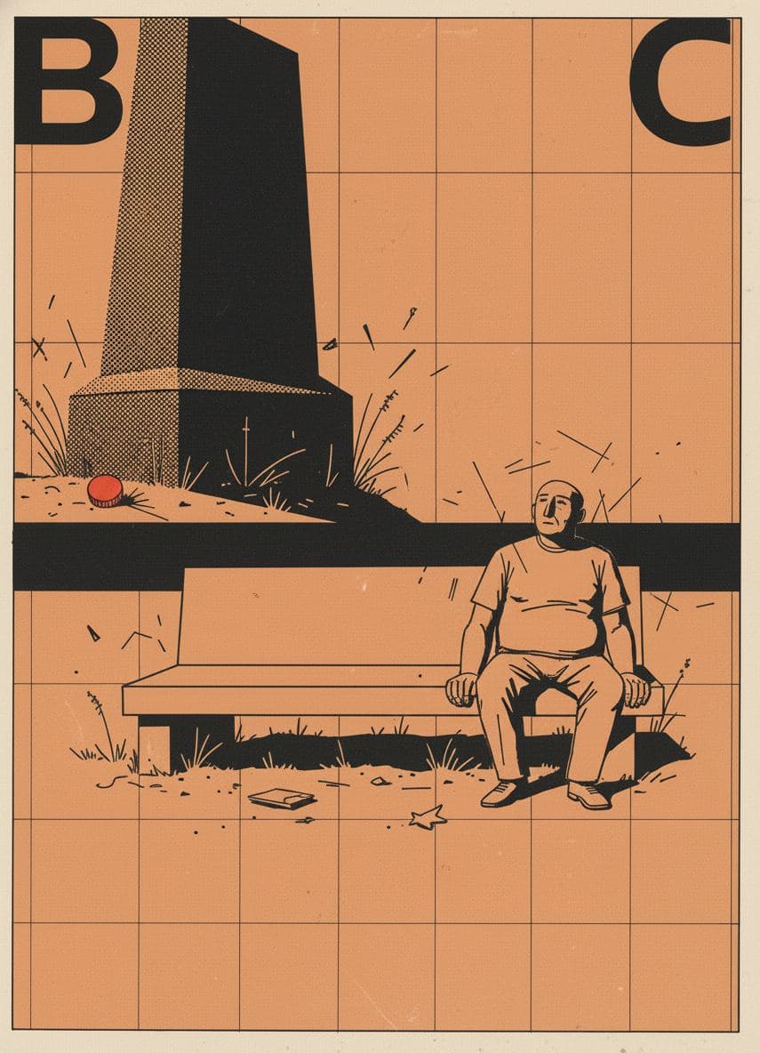 Bench with a Silent Observer — print by Hilda Prosser — MODULAR · a one-of-a-kind original