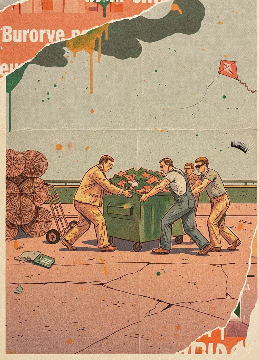 Booting the Commercial Dumpster — collage by Irmela Bechmann — MODULAR · a one-of-a-kind original
