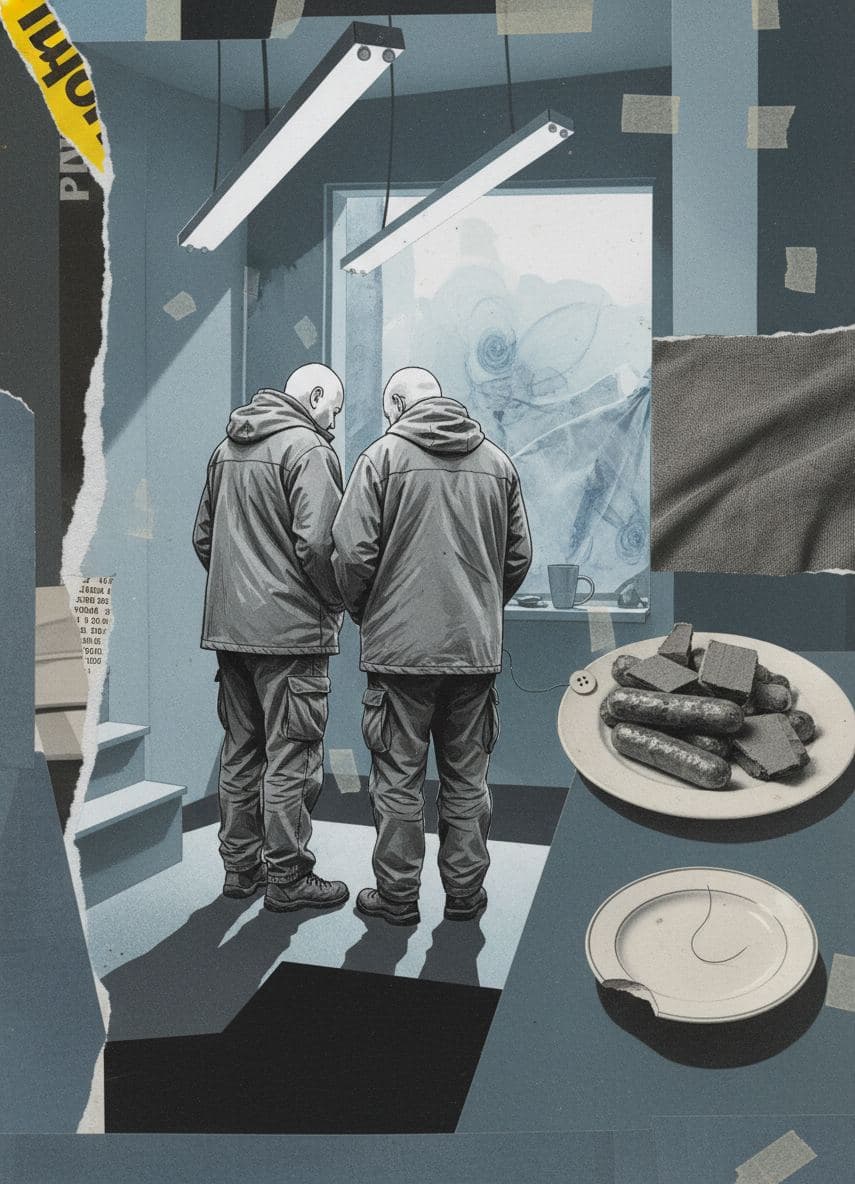 Breakfast Buffet with a Stray Hair — collage by Irmela Bechmann — MODULAR · a one-of-a-kind original