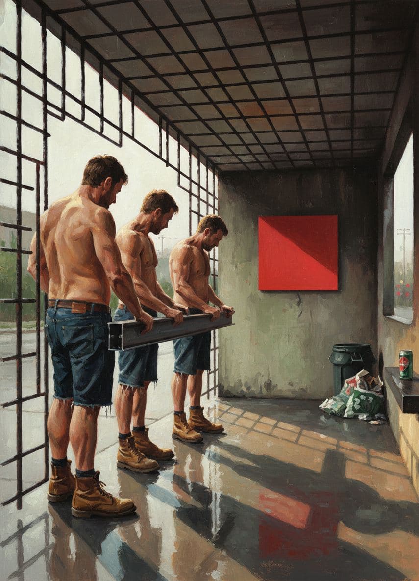 Bus Shelter with a Forgotten Drone — abstract work by Viktor Eklund — MODULAR · a one-of-a-kind original