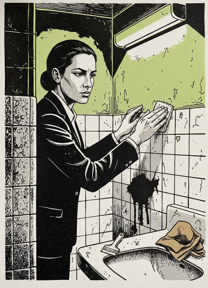 Bus Station Restroom with Spackle — print by Yuko Shimizu-Tachibana — MODULAR · a one-of-a-kind original
