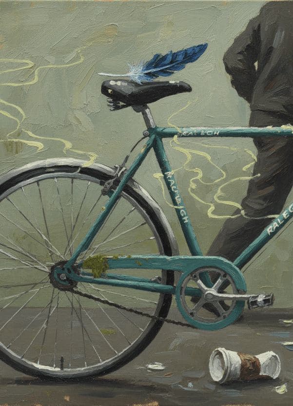 chained memory, rusting slowly — painting by Matteo Iannelli — MODULAR · 13 × 18 cm limited edition of 10