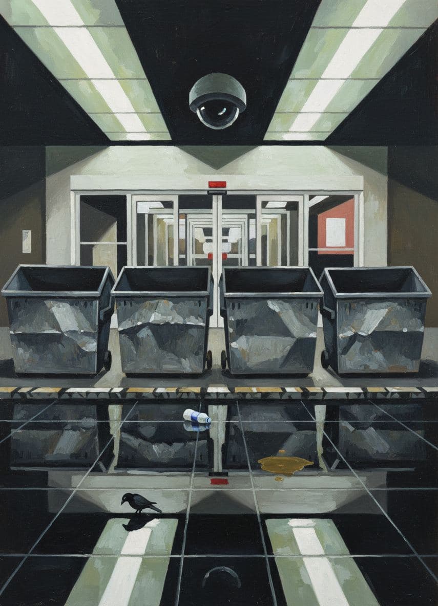 City Library with a Blackbird — abstract work by Viktor Eklund — MODULAR · a one-of-a-kind original