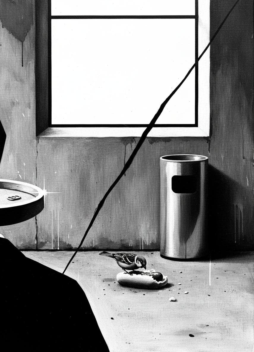 City Sparrow Consumes the Bun — abstract work by Viktor Eklund — MODULAR · a one-of-a-kind original