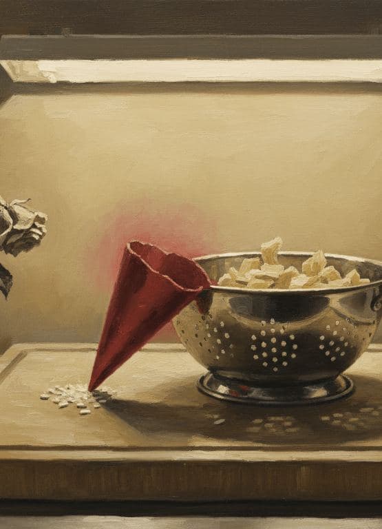 Colander on the Cutting Board — print by Hilda Prosser — MODULAR · 13 × 18 cm limited edition of 10