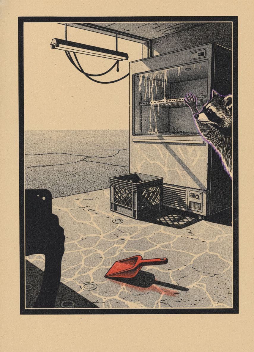 Commercial Freezer with a Raccoon — print by Yuko Shimizu-Tachibana — MODULAR · a one-of-a-kind original