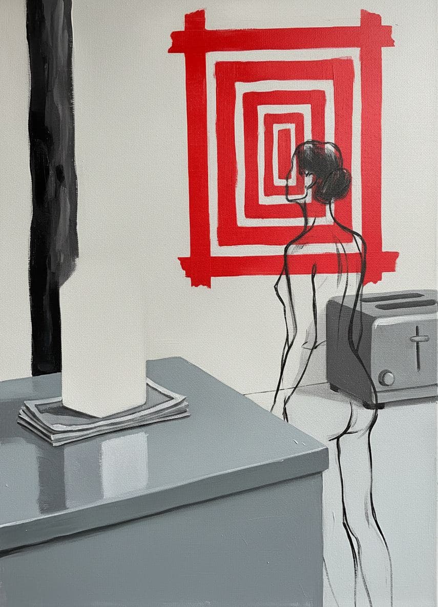 Communal Kitchen with Unsent Mail — abstract work by Saskia Vandenberg — MODULAR · a one-of-a-kind original