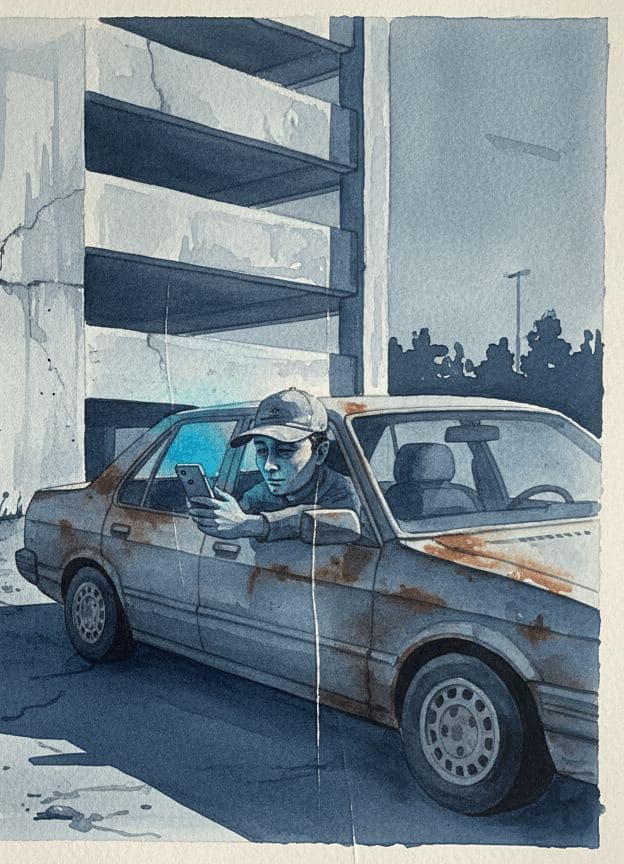 concrete thirst, desert's edge — painting by Matteo Iannelli — MODULAR · 13 × 18 cm limited edition of 10