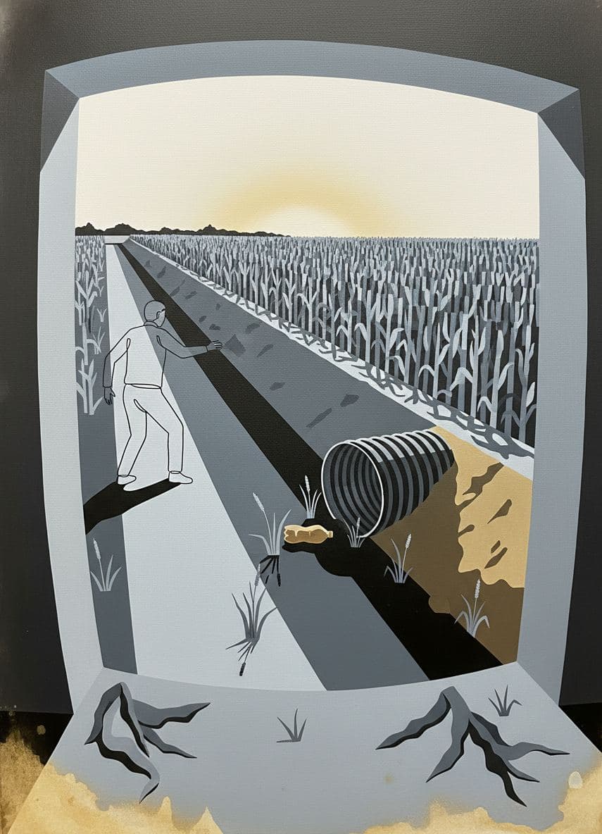 Cornfield Ditch with a Snapped Pipe — abstract work by Viktor Eklund — MODULAR · a one-of-a-kind original
