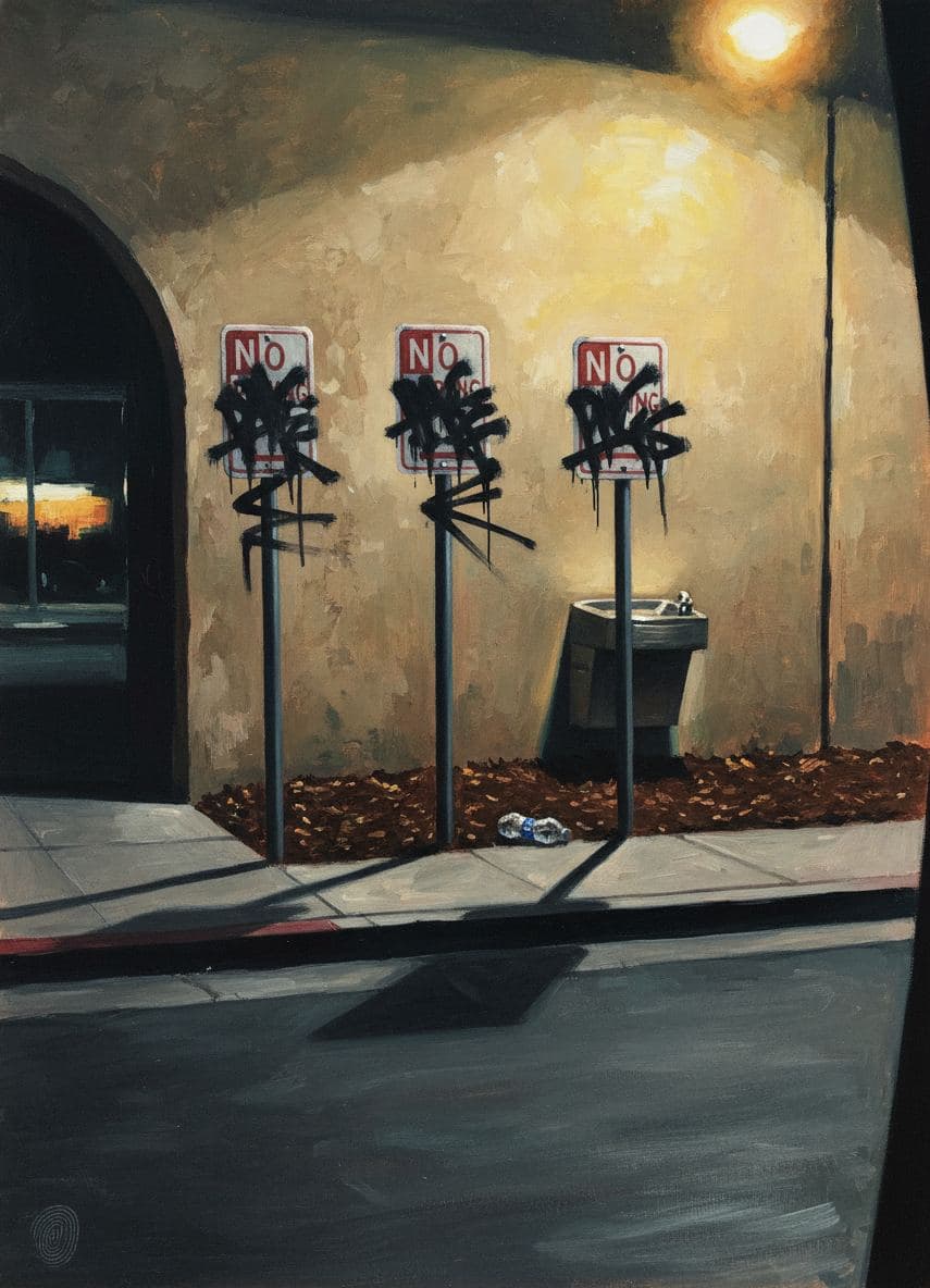 Deserted Street with Graffiti Signs — abstract work by Viktor Eklund — MODULAR · a one-of-a-kind original