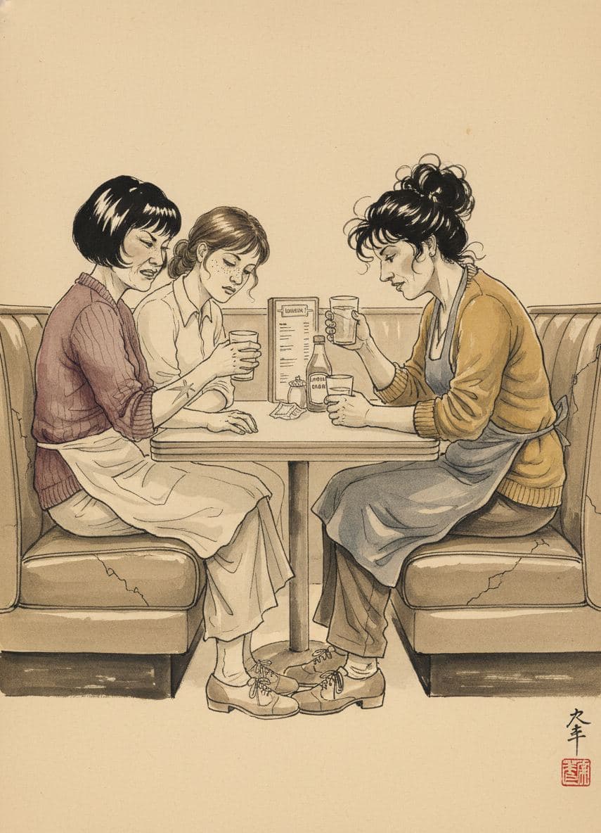 Diner Booth with Scrambled Eggs — painting by Wenfeng Lu — MODULAR · a one-of-a-kind original