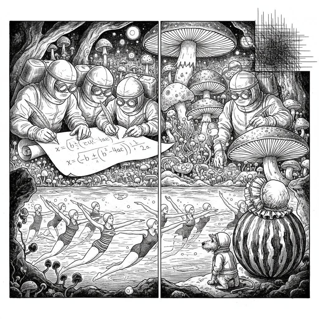 equations in the fungal glow — Lukas Feldt · MODULAR one-of-a-kind original