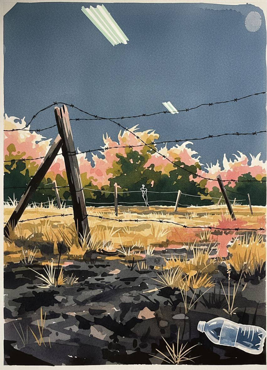 Fallow Field with Water Bottle — abstract work by Viktor Eklund — MODULAR · a one-of-a-kind original