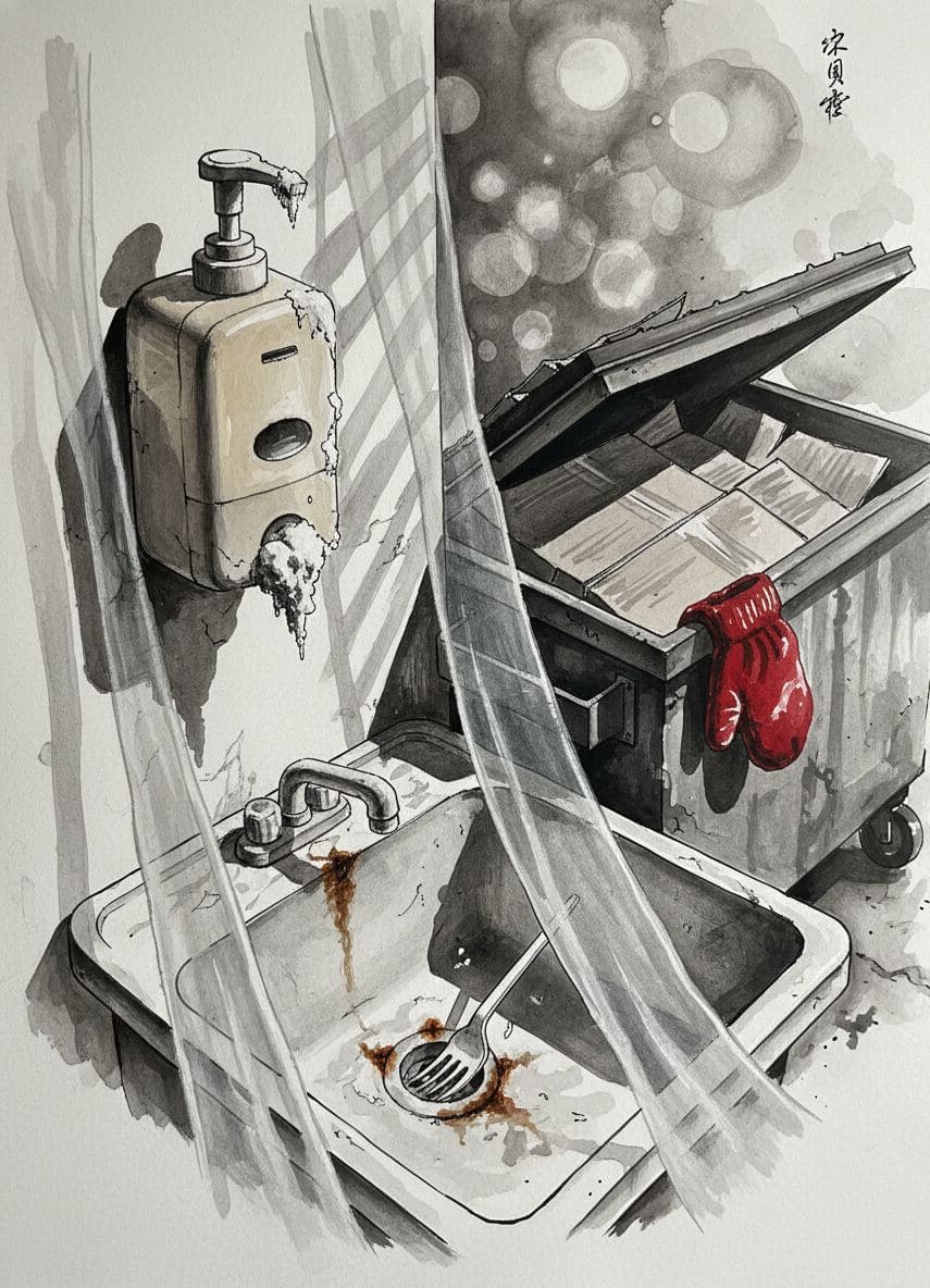 Fast-Food Cardboard by the Grease Trap — painting by Viktor Eklund — MODULAR · a one-of-a-kind original
