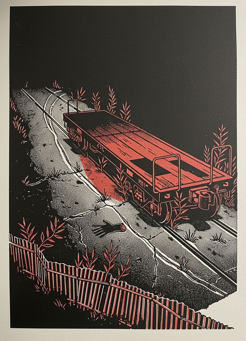 Flatcar in the Industrial Park — print by Yuko Shimizu-Tachibana — MODULAR · a one-of-a-kind original