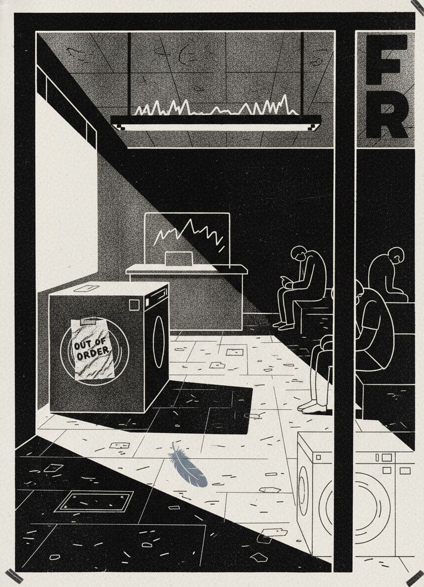 Fluorescent Tube in the Laundromat — print by Hilda Prosser — MODULAR · a one-of-a-kind original