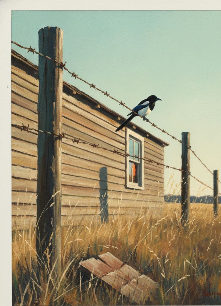 Forgotten Property with a Watchful Crow — abstract work by Viktor Eklund — MODULAR · a one-of-a-kind original