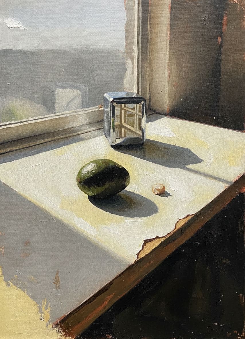 Formica Table with Bruised Avocado — abstract work by Saskia Vandenberg — MODULAR · a one-of-a-kind original