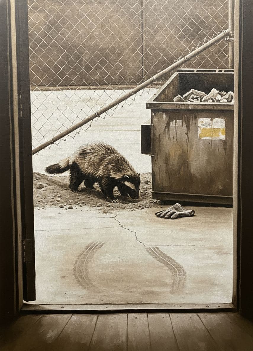 Honey Badger Gets His Dig In — painting by Agnete Holm — MODULAR · a one-of-a-kind original