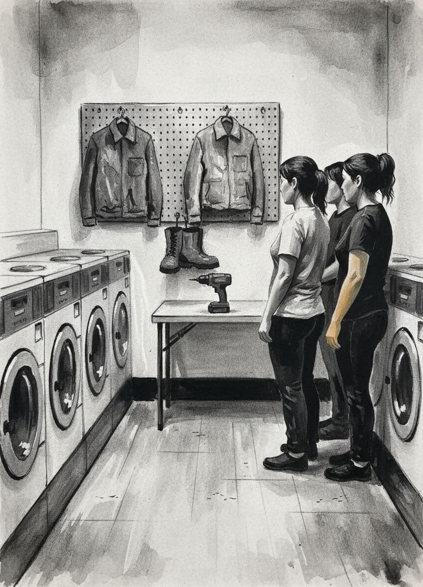 Laundromat with a Power Drill — abstract work by Stefan Tannhäuser — MODULAR · 13 × 18 cm limited edition of 10