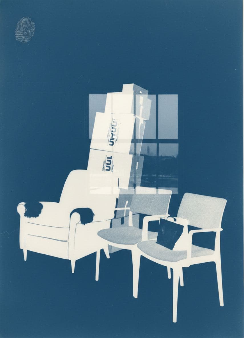 Library Chairs with Paper Bag — abstract work by Stefan Tannhäuser — MODULAR · a one-of-a-kind original