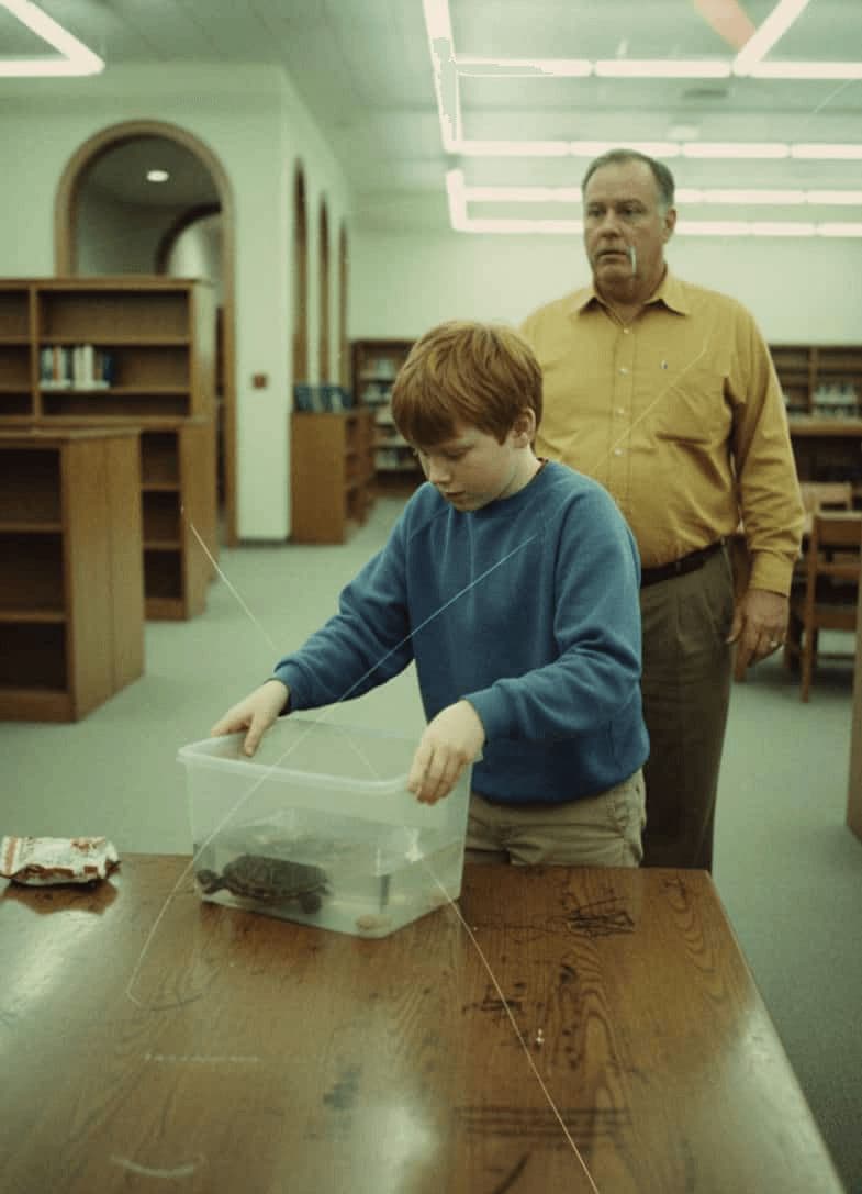 Library Table with a Sad Turtle — photograph by Henri de Bruyn — MODULAR · 13 × 18 cm limited edition of 10