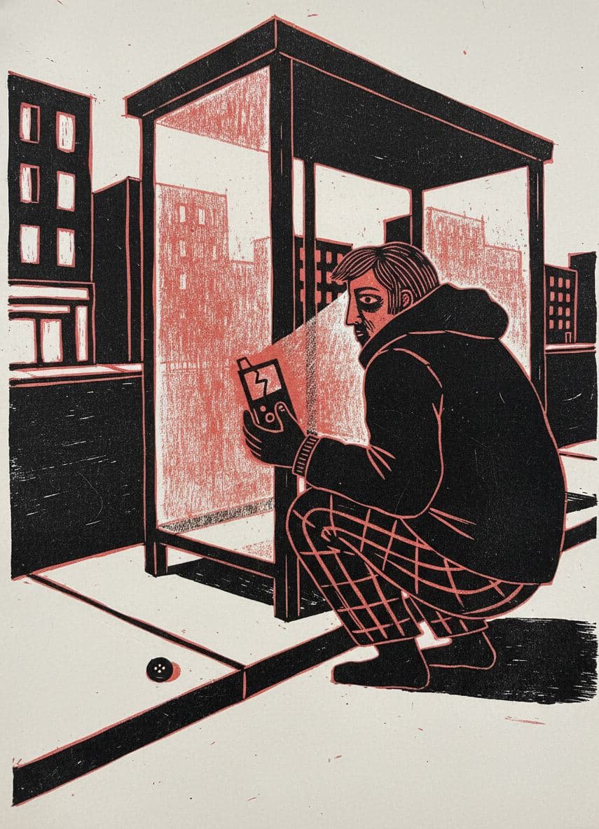 Mira Anticipating the Headlights — print by Irmela Bechmann — MODULAR · a one-of-a-kind original
