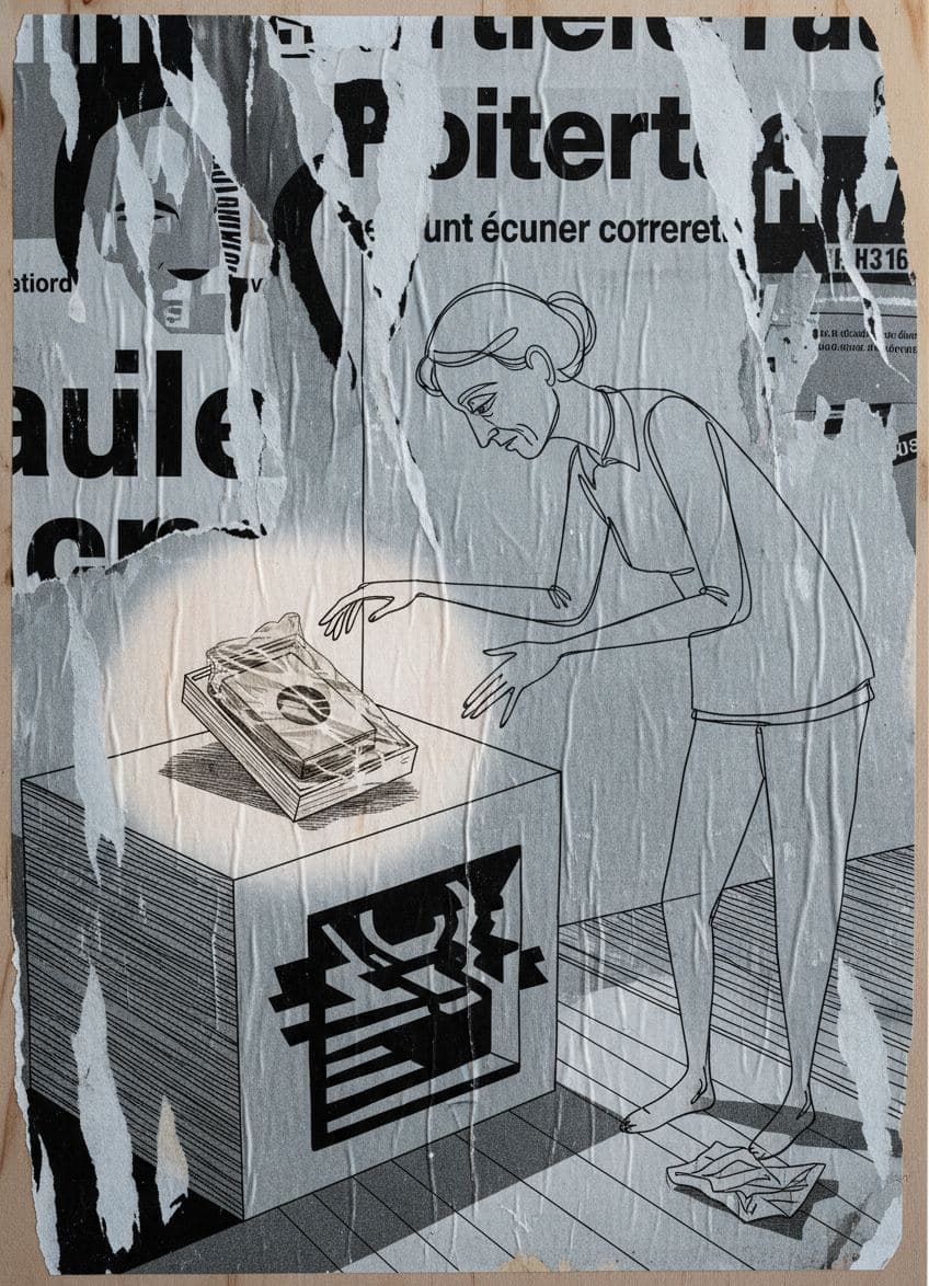 Museum Plinth with Condensation — collage by Irmela Bechmann — MODULAR · a one-of-a-kind original