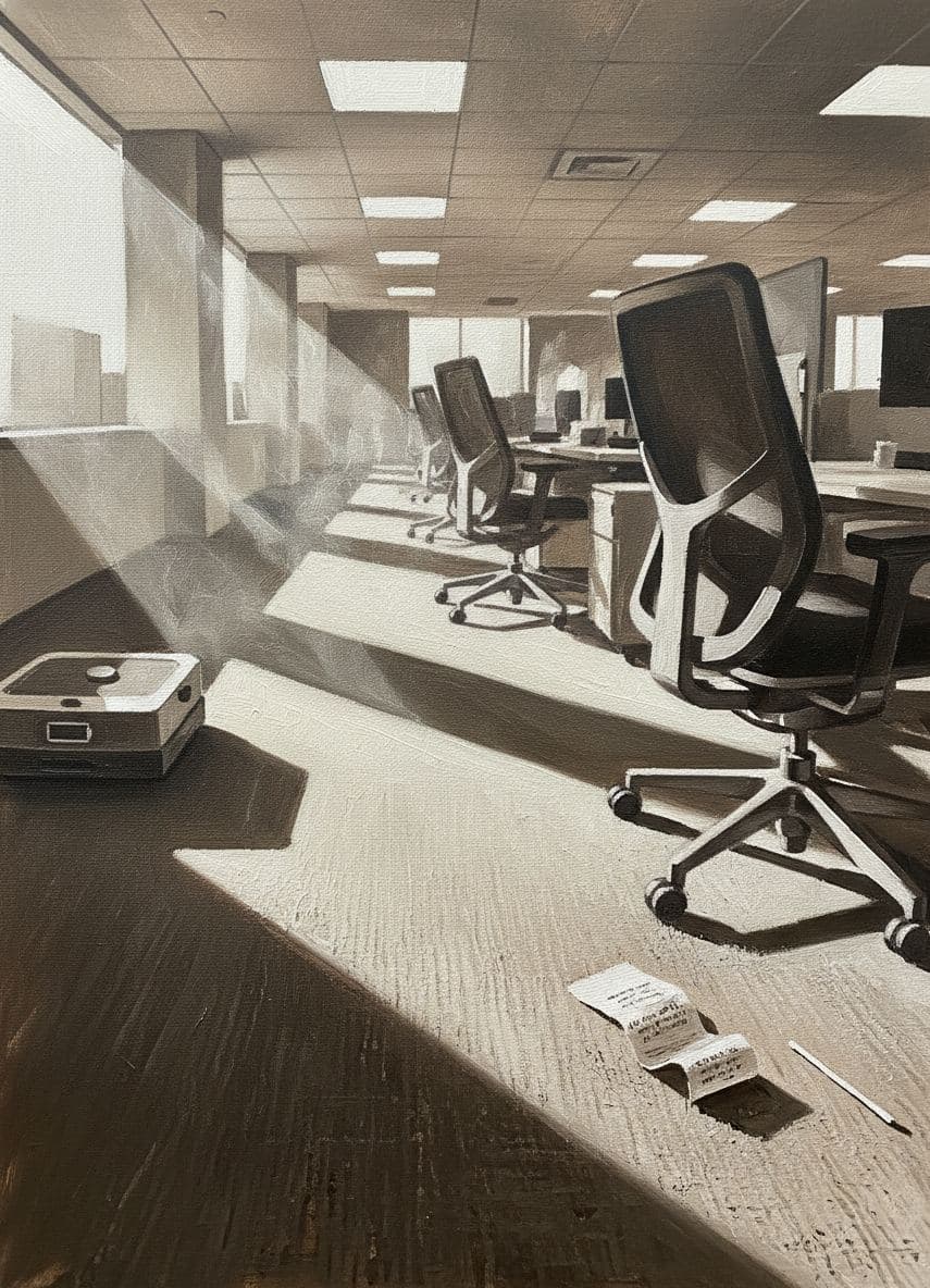 Open-Plan Office with an Unseen Schedule — abstract work by Viktor Eklund — MODULAR · a one-of-a-kind original