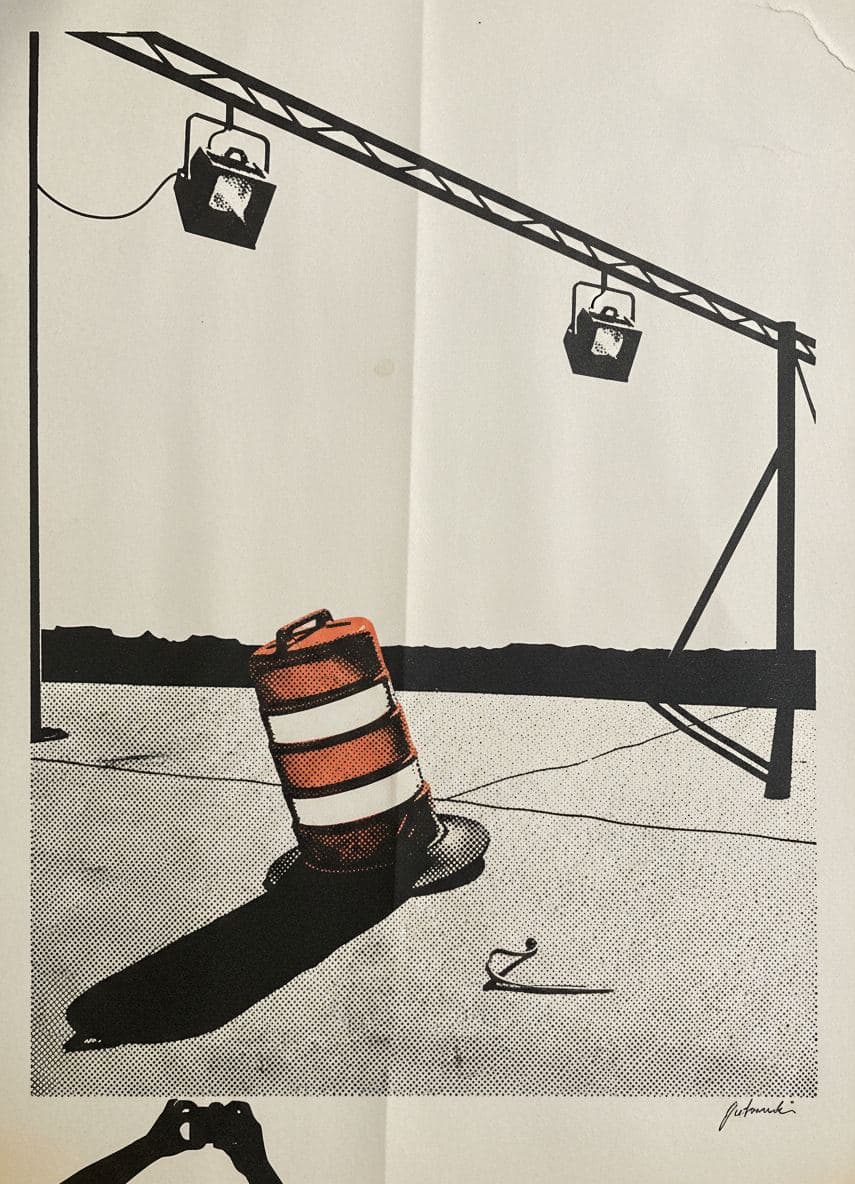 Orange Barrel on New Concrete — print by Anya Pietrowski — MODULAR · a one-of-a-kind original