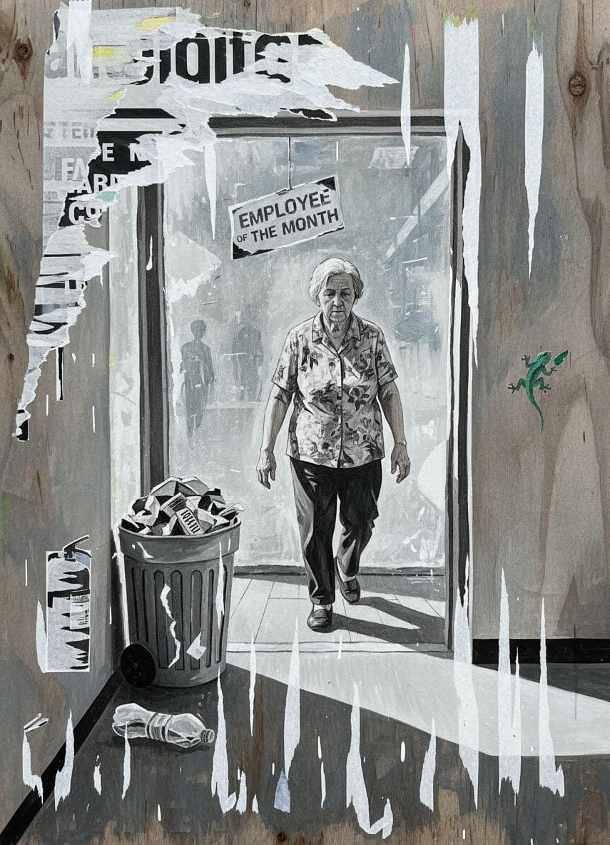 overlooked triumphs, municipal hum — collage by Irmela Bechmann — MODULAR · a one-of-a-kind original