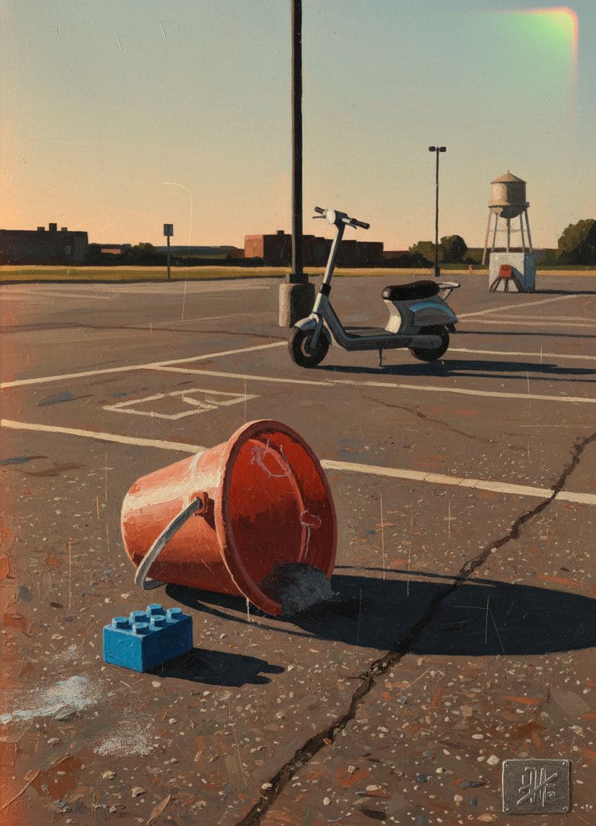 Pail and Scooter at Market Close — abstract work by Stefan Tannhäuser — MODULAR · a one-of-a-kind original