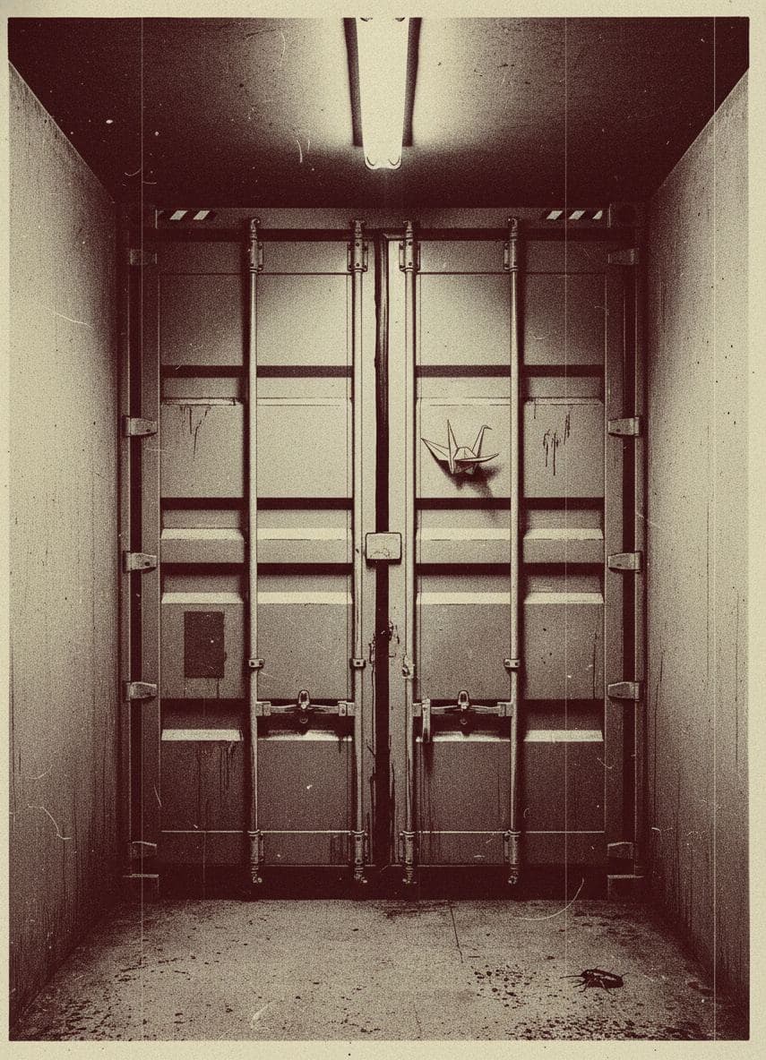 Paper Crane on a Sealed Door — print by Anya Pietrowski — MODULAR · a one-of-a-kind original
