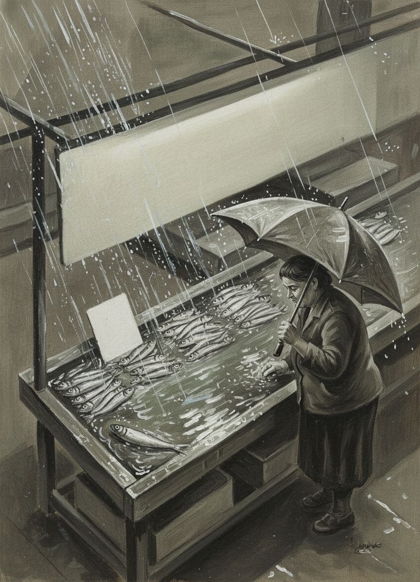 Pryvoz Market with a Broken Umbrella — abstract work by Saskia Vandenberg — MODULAR · a one-of-a-kind original