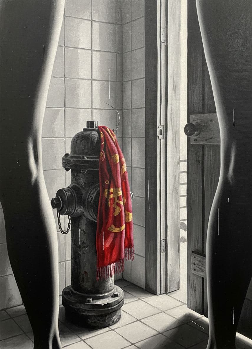 Public Sauna with a Lost Scarf — abstract work by Viktor Eklund — MODULAR · a one-of-a-kind original